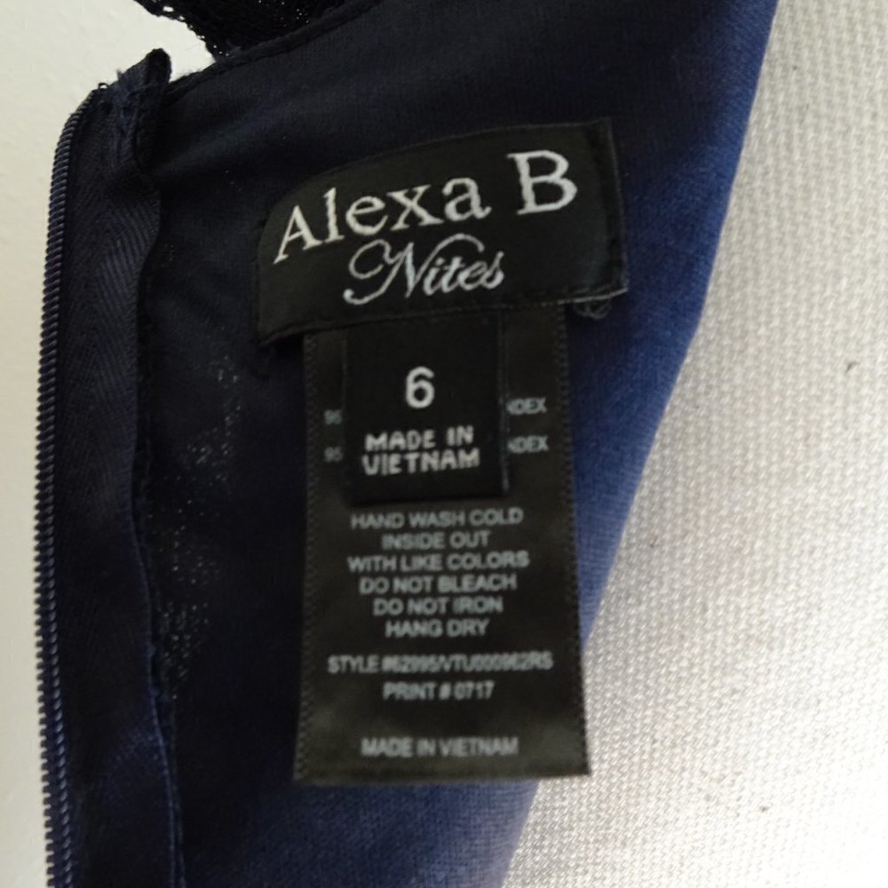 Alexa B Cocktail Dress Women's Size 6 Blue Lace Top Faux Wrap - Picture 10 of 12